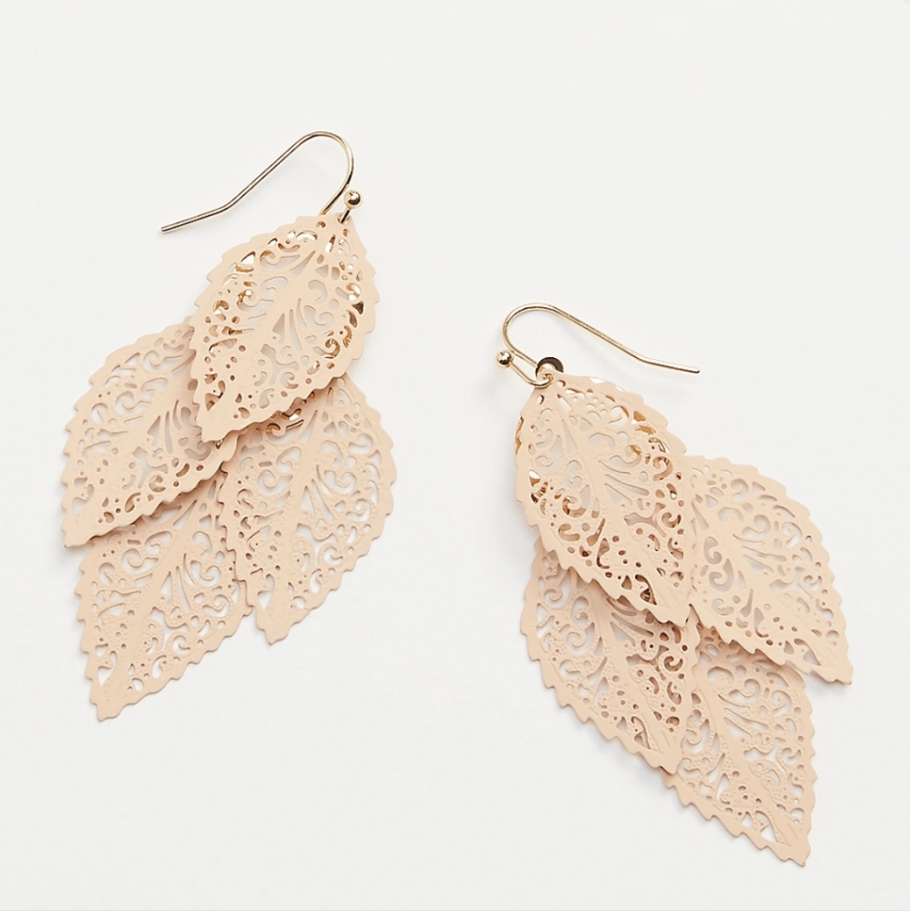 Maurices Blush Light Pink Cluster Leaf Earrings